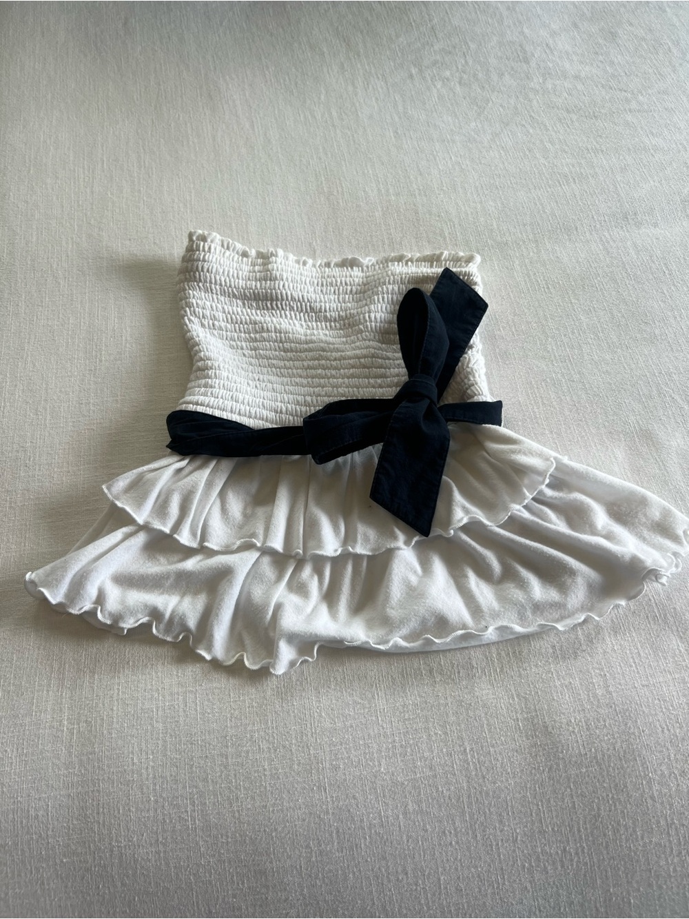 Hollister White Ruffled Tube Top with Black Bow